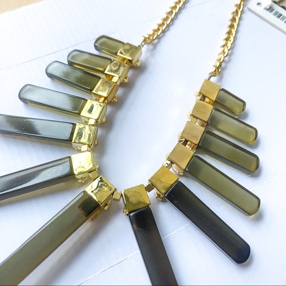 ANN TAYLOR Smoky Ombré Grey & Gemstone Dangle Statement Necklace - Picture 3 of 6